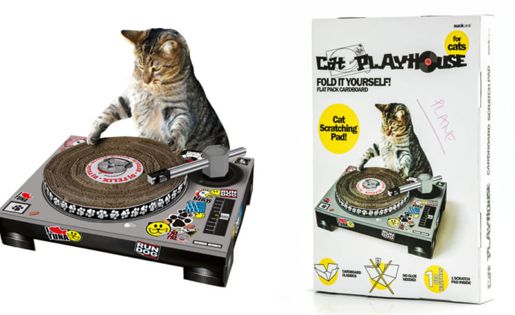 ターンテーブル型の猫用爪とぎ Dj Cat Scratching Pad レコードプレス アナログレコードプレス Wolfpack Japan